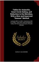 Tables for Azimuths, Great-Circle Sailing, and Reduction to the Meridian, with a New and Improved Sumner Method: Latitudes 900 N. to 900 S., Declinations 900 N. to 900 S.: Also Other Useful Navigational Tables, with Numerous Examples of Double Altitudes