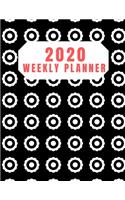 2020 Weekly planner: January 1, 2020 - December 31, 2020 calendar black white petal disks Cover