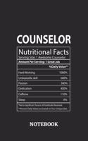 Nutritional Facts Counselor Awesome Notebook: 6x9 inches - 110 blank numbered pages - Greatest Passionate working Job Journal - Gift, Present Idea