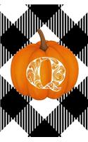 Q: Cute Pumpkin Monogram Initial Letter Q White Buffalo Plaid Check Personalized Gratitude Journal for Women and Girls