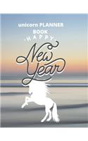 planner book gift unicorn: happy new year: Unicorn Journal and planner journal gift: Journal and Notebook for Girls - Composition Size (8.5"x11") With Lined and Blank Pages, P