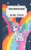 Primary Composition Notebook Story Journal: Dashed Midline and Picture Space School Exercise Book, Creative Picture Notebook Early Childhood Education with Cute Unicorn Cover