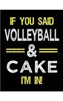 If You Said Volleyball & Cake I'm in: Unlined Blank Sketch Book