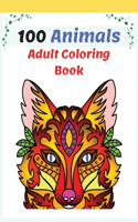 100 Animals Adult Coloring Book