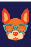 French Bulldog Dot Grid Journal: A Blank Dotted Notebook for Frenchie Dog Lovers: Notes, Planning, Journaling, Sketching: Navy Blue and Orange Retro