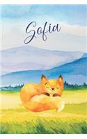 Sofia: Personalized Name and Fox in the Forest and Mountains on Cover, Lined Paper Note Book For Girls or Boys To Draw, Sketch & Crayon or Color (Kids Teen