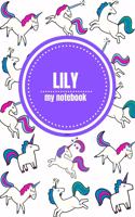 Lily - Unicorn Notebook - Personalized Journal/Diary - Fab Girl/Women's Gift - Christmas Stocking Filler - 100 lined pages