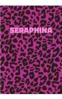 Seraphina: Personalized Pink Leopard Print Notebook (Animal Skin Pattern). College Ruled (Lined) Journal for Notes, Diary, Journaling. Wild Cat Theme Design wi