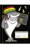 Reggae Shark Boombox Music Composition Notebook