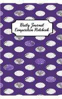 Daily Journal Composition Notebook: Purple White Polka Dot Design Theme - 120 Blank Lined Pages in a 6X9 Size Book