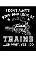 I Don't Always Stop and Look at Trains Oh Wait Yes I Do