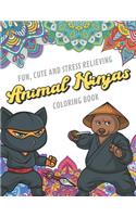 Fun Cute And Stress Relieving Animal Ninja Coloring Book: Find Relaxation And Mindfulness with Stress Relieving Color Pages Made of Beautiful Black White Ninjas and Samurai with Mandala Pages for All Ages. 