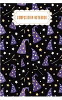 Composition notebook: Starry Wizard Hats Nifty Cute Cartoon October Wide Ruled Paper Autumn candy sweet boo ghost bat moon Notebook Journal Blank Lined Workbook for Teens(6 Halloween Friend Journal Notebook)
