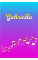 Gabriella: Sheet Music Note Manuscript Notebook Paper - Pink Blue Gold Personalized Letter G Initial Custom First Name Cover - Musician Composer Instrument Com