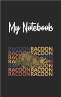 My Notebook: Racoon Retro And Vintage Style 100 Pages And Lined