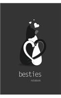 Besties Notebook, Blank Write-in Journal, Dotted Lines, Wide Ruled, Medium (A5) 6 x 9 Inches (Gray)