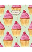 Notebook: Cup cake on green cover and Lined pages, Extra large (8.5 x 11) inches, 110 pages, White paper(3 Cup Cake on Green Notebook)