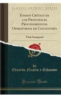 Ensayo Crï¿½tico de Los Principales Procedimientos Operatorios de Colostomï¿½a: Tï¿½sis Inaugural (Classic Reprint)