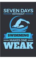 Seven Days Without Swimming Makes One Weak: Swimming Journal, Blank Paperback Notebook For Swimmer To Write In, 150 Pages, college ruled