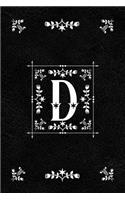 Scandinavian Design Floral Monogram Daily Journal Notebook - Letter D