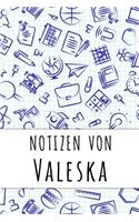 Notizen von Valeska: Kariertes Notizbuch mit 5x5 Karomuster für deinen personalisierten Vornamen