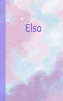 Elsa: Personalized Composition Notebook - College Ruled (Lined) Exercise Book for School Notes, Assignments, Homework, Essay Writing. Pink Blue Purple Cov