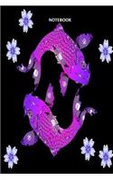 Notebook: Pretty Koi Carp Notebook to write in, 6 x 9 100 pages. Perfect for any creativity. Ideal gift Koi keeper, tropical fish fan. 100 blank lined pages.