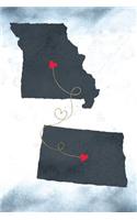 Missouri & North Dakota: Long Distance Out of State Notebook - Blank Lines(909 Together Forever Never Apart Us States Journals)
