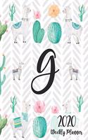 2020 Weekly Planner Monogram Letter G: Personalized 8.5x11" Weekly Planner for Llama Lovers(7 2020 Monogrammed Llama Weekly Planners)