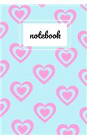 Blue & pink heart notebook: novelty notebook 6"x9"
