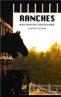 Ranches Note Monthly 2020 Planner 12 Month Calendar