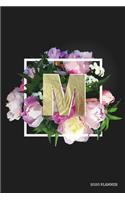 M 2020 Planner: Weekly + Monthly View - Floral Monogram Letter - 6x9 in - 2020 Calendar Organizer with Bonus Dotted Grid Pages + Inspirational Quotes + To-Do Lists(2 Personalized Planners)