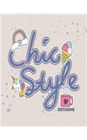 chic style sketcbook: Chic style on grey cover (8.5 x 11) inches 110 pages, Blank Unlined Paper for Sketching, Drawing, Whiting, Journaling & Doodling