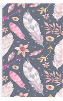 Composition Notes: Blank Large Lined Journal Notebook; Boho Feather Style Notepad Cover