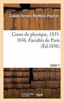 Cours de Physique. Leçon 1, 1835-1836, Semestre d'Été. Facultés de Paris