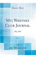 Mt; Whitney Club Journal, Vol. 1: May, 1902 (Classic Reprint)