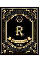 R - 2020 One Year Planner: Elegant Black and Gold Monogram Initials - Pretty Calendar Organizer - One 1 Year Letter Agenda Schedule with Vision Board, Habit Tracker Dot Grid, (1 8x10 12 Month Monogram Initial Planner)