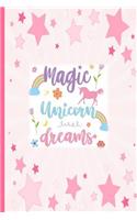 Magic Unicorn: Unicorn Notebook for Girls, Unicorn Journal and Sketchbook, Lined and Blank pages, For Doodling, Sketching, Drawing, Writing Notes, (6"x9") 130 page