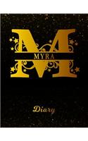 Myra Diary: Letter M Personalized First Name Personal Writing Journal Black Gold Glittery Space Effect Cover Daily Diaries for Journalists & Writers Note Taking