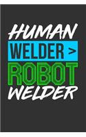 Human Welder > Robot Welder: Blank Lined Journal