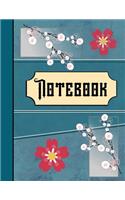 Notebook: Oriental Blossom Blue Style Writing Gift - Lined NOTEBOOK, 130 pages, 8.5 x 11