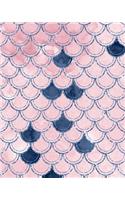 Blush and Navy Mermaid Scales Composition Notebook - Large Ruled Notebook - 8x10 Lined Notebook (Softcover Journal / Notebook / Diary)