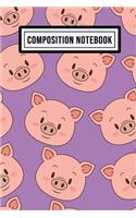 Pig Wide Ruled Composition Notebook