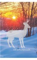 Sketchbook: Sketchbook Winter/snow/ Deer / fawn/ Notebook Journal Winter Workbook Diary / Christmas Notebook/ Gift /Composition Blank 6x9 110 pages.
