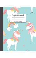 Composition Notebook: 7.5x9.25, Wide Ruled - Unicorn and Rainbow