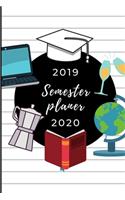 2019 Semester Planer 2020: A5 Coole Geschenkidee LINIERT zum Studium - Notizbuch für Studenten - Studienbeginn - Erstes Semester - Pruefung - Geburtstag - Terminkalender