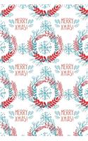 Merry Christmas Cute Snowflakes Wreaths Xmas Notebook