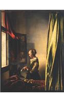 Johannes Vermeer Black Paper Sketchbook: Girl Reading a Letter at an Open Window Renaissance Art Notebook For Drawing with Vivid Colors Large Artistic Sketch Pad Use with Gel Ink Pens, Colo