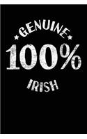 Genuine 100% Irish: Lined Travel Journal Notebook Diary