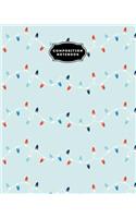 Composition Notebook: Christmas Lights Blue Background Holiday Journal
